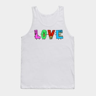 Cute Love Motivational Text Illustrated Dancing Letters, Blue, Green, Pink for all people, who enjoy Creativity and are on the way to change their life. Are you Confident for Change? To inspire yourself and make an Impact. Tank Top